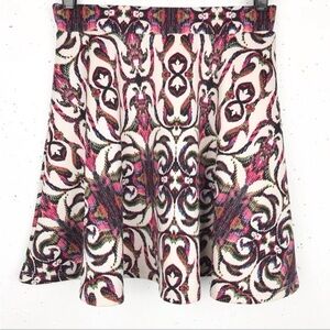 Aqua Womens Stretchy Pull-On Skirt A-Line Multicolor Geometric Pattern Small